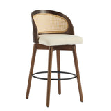 Indoor Wood Barstool, Walnut Finished with upholstery, Set of 2