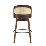 Indoor Wood Barstool, Walnut Finished with upholstery, Set of 2