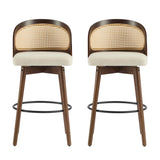 Indoor Wood Barstool, Walnut Finished with upholstery, Set of 2
