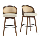Indoor Wood Barstool, Walnut Finished with upholstery, Set of 2