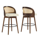 Indoor Wood Barstool, Walnut Finished with upholstery, Set of 2