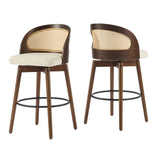 Indoor Wood Barstool, Walnut Finished with upholstery, Set of 2