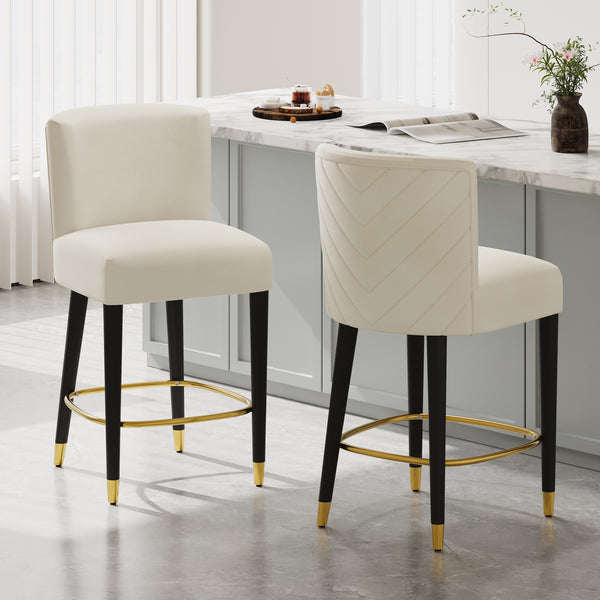 Modern Upholstered Tufted Bar Stools Set of 2