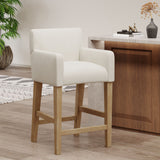 Contemporary Fabric Upholstered Wood 26 inch Counter Stool