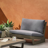 Outdoor Acacia Wood Club Chair with Cushions