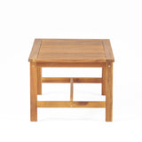 Outdoor Acacia Wood Club Chair and Coffee Table Set with Cushions