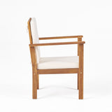 Outdoor Acacia Wood Club Chair and Coffee Table Set with Cushions