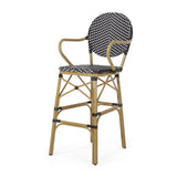 Outdoor Wicker and Aluminum French Barstools