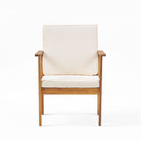 Outdoor Acacia Wood Club Chair and Coffee Table Set with Cushions