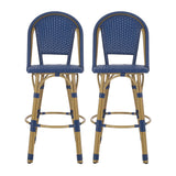 Outdoor French Wicker and Aluminum 29.5 Inch Barstools
