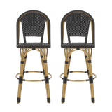 Outdoor French Wicker and Aluminum 29.5 Inch Barstools