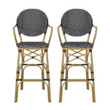 Outdoor Wicker and Aluminum French Barstools