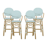 Outdoor Wicker and Aluminum French Barstools