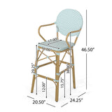 Outdoor Wicker and Aluminum French Barstools