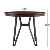 Mid-Century Modern Round Bar Table with Metal Hairpin Legs & Storage Shelf