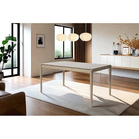 Acacia Wood 6 Seater Dining Table, Light Ash