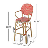 Outdoor Wicker and Aluminum French Barstools