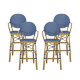 Outdoor Wicker and Aluminum French Barstools