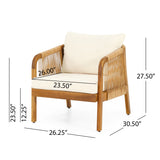 Outdoor Acacia Wood and Wicker Club Chairs with Cushions