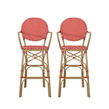 Outdoor Wicker and Aluminum French Barstools