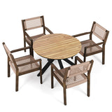 5Pcs Outdoor Patio Dining Set, Rope Weave Chairs & Metal Frame Table