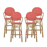 Outdoor Wicker and Aluminum French Barstools