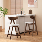Mid Century Modern Upholstered Wood Counter Stools (Set of 2)