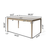 Acacia Wood 6 Seater Dining Table, Light Ash