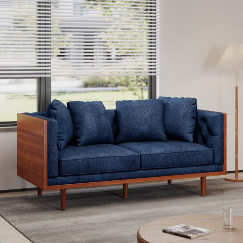 Mid-Century Modern Button-Tufted Loveseat