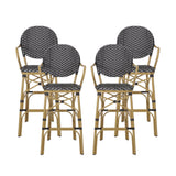 Outdoor Wicker and Aluminum French Barstools