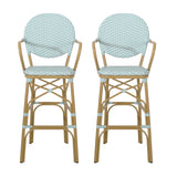 Outdoor Wicker and Aluminum French Barstools