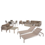 Outdoor Estate Collection with Fire Pit and Faux Wood Top Dining Table - NH520703