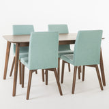 Mid Century Fabric & Wood Finish 5 Piece Dining Set - NH103992