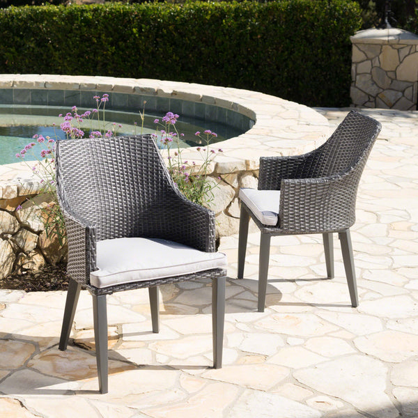 Outdoor Wicker Dining Chairs with Water Resistant Cushions (Set of 2) - NH064203