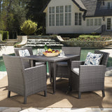 Outdoor 5 Piece Wicker Dining Set with Water Resistant Cushions - NH043203