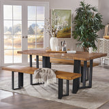 Rosa Farmhouse 4 Seater Benches & Table Picnic Dining Set - NH321403
