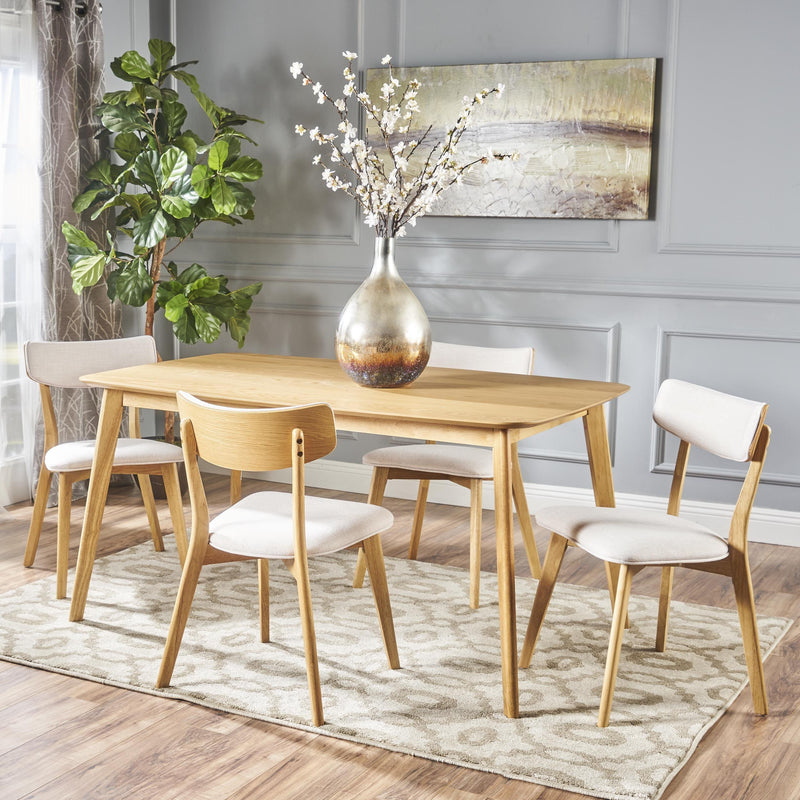 Mid Century Natural Oak Finished 5 PC Dining Set - NH223103