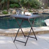 Outdoor Folding Multi-Brown Wicker Square Bar Table - NH503003