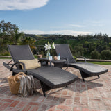 Outdoor 3 Piece Mutlibrown Wicker Chaise Lounge Set with Table - NH143003