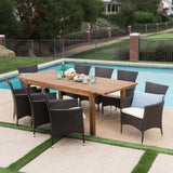 Outdoor 9 Piece Wicker Dining Set with Expandable Dining Table - NH775303