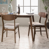 Light Beige Fabric/ Walnut Finish Dining Chair (Set of 2) - NH599892