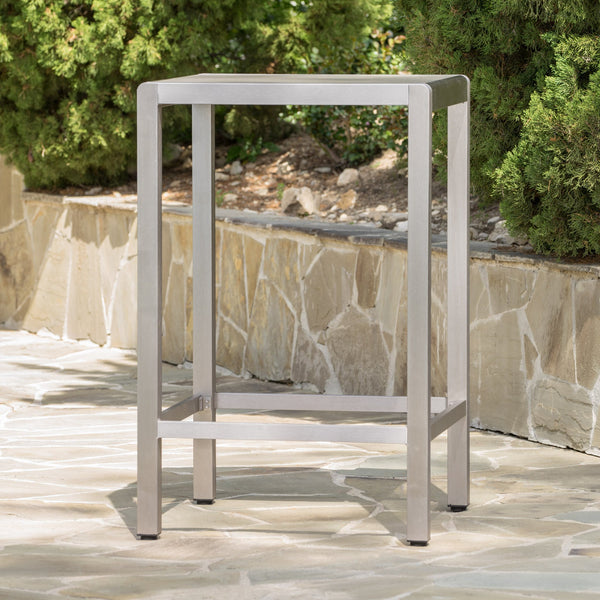 Outdoor Grey Alumnimum Bar Table with Glass Top - NH953003