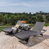 Outdoor 3 Piece Mutlibrown Wicker Chaise Lounge Set with Table - NH043003