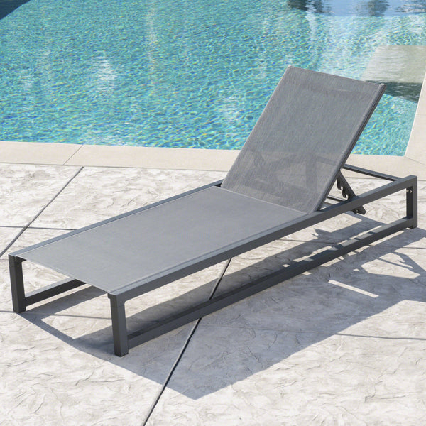 Outdoor Finished Aluminum Framed Chaise Lounge with Mesh Body - NH128203