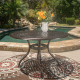 Outdoor Circular Bronze Cast Aluminum Dining Table with Umbrella Hole - NH525692