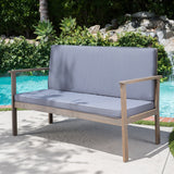 Outdoor Finished Acacia Wood Bench with Water Resistant Fabric Cushion - NH871103
