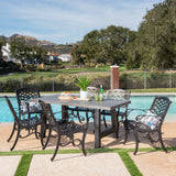 Outdoor 7 Piece Aluminum Dining Set with Concrete Table - NH797303
