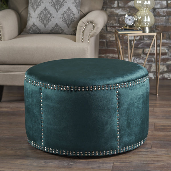 Studded New Velvet Ottoman - NH502203