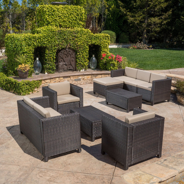 9pc Outdoor Wicker Sectional Sofa Set w/ Cushions - NH091892