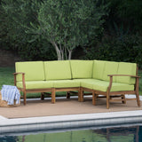 Outdoor 5 Piece Sectional with Green Water Resistant Cushions - NH739003